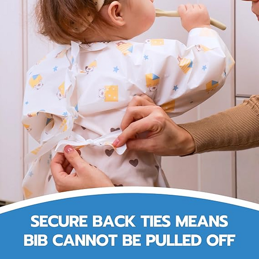 Disposable Long Sleeve Baby Bib - Sleepy Bear (20 Pack)