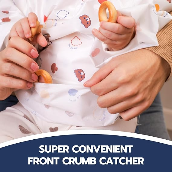 Disposable Long Sleeve Baby Bib - Happy Bear (40 Pack)