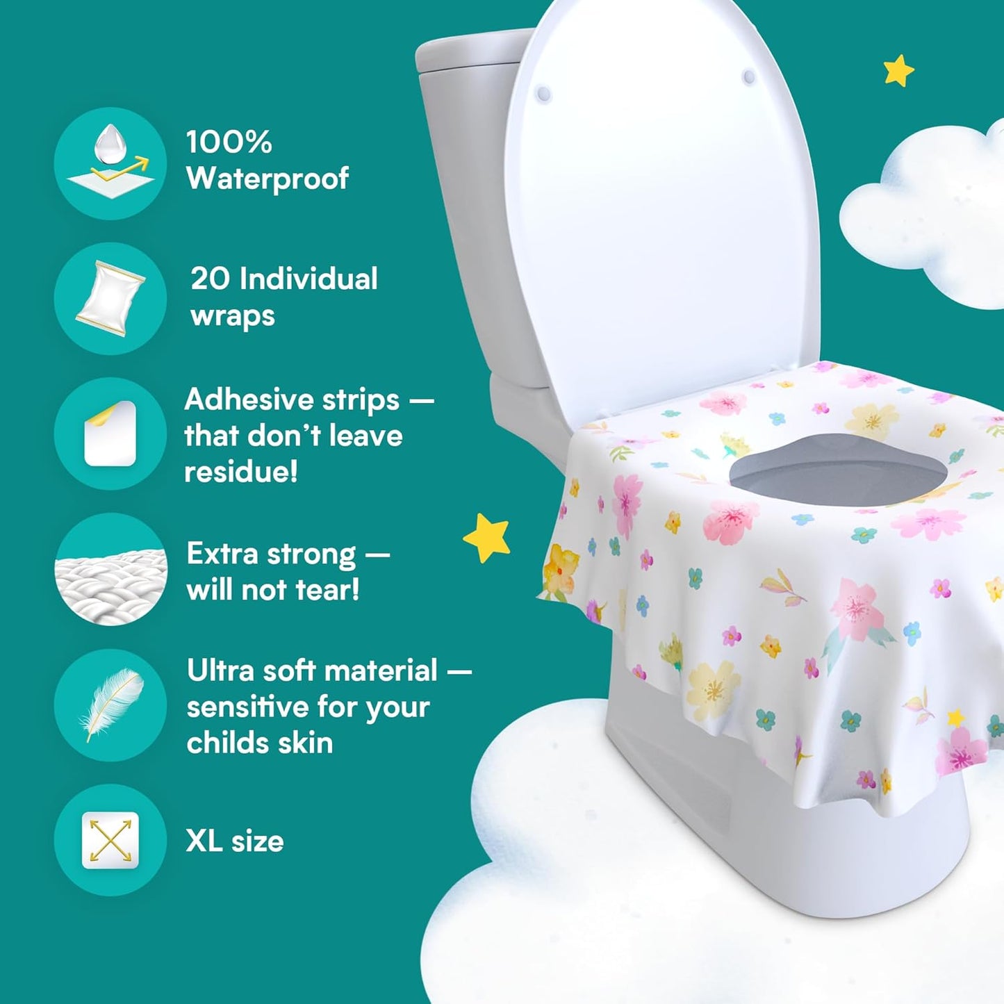 Disposable Toilet Seat Covers - Floral (80 Pack)