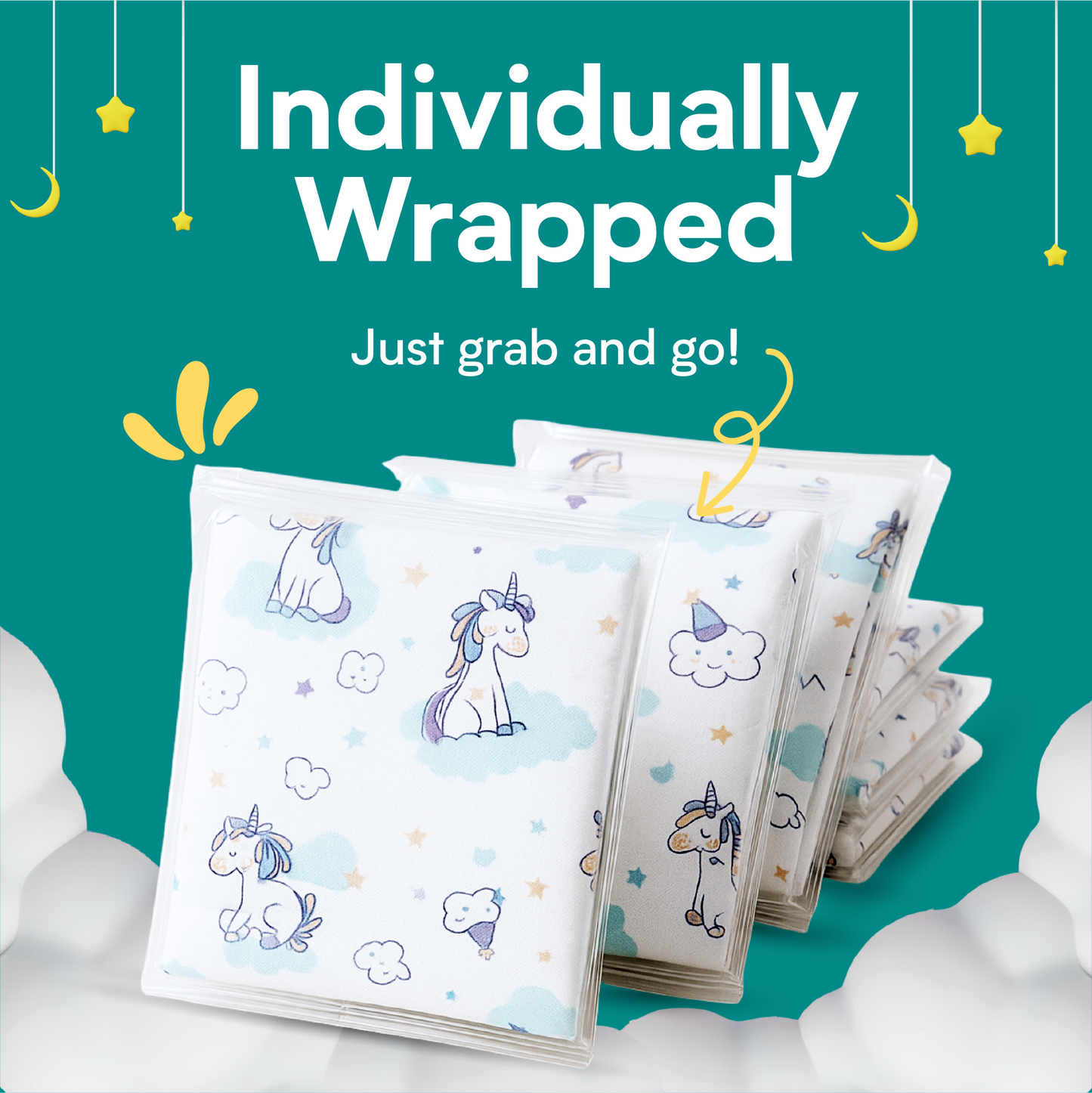 Disposable Sleeveless Baby Bib - Unicorn (60 Pack)