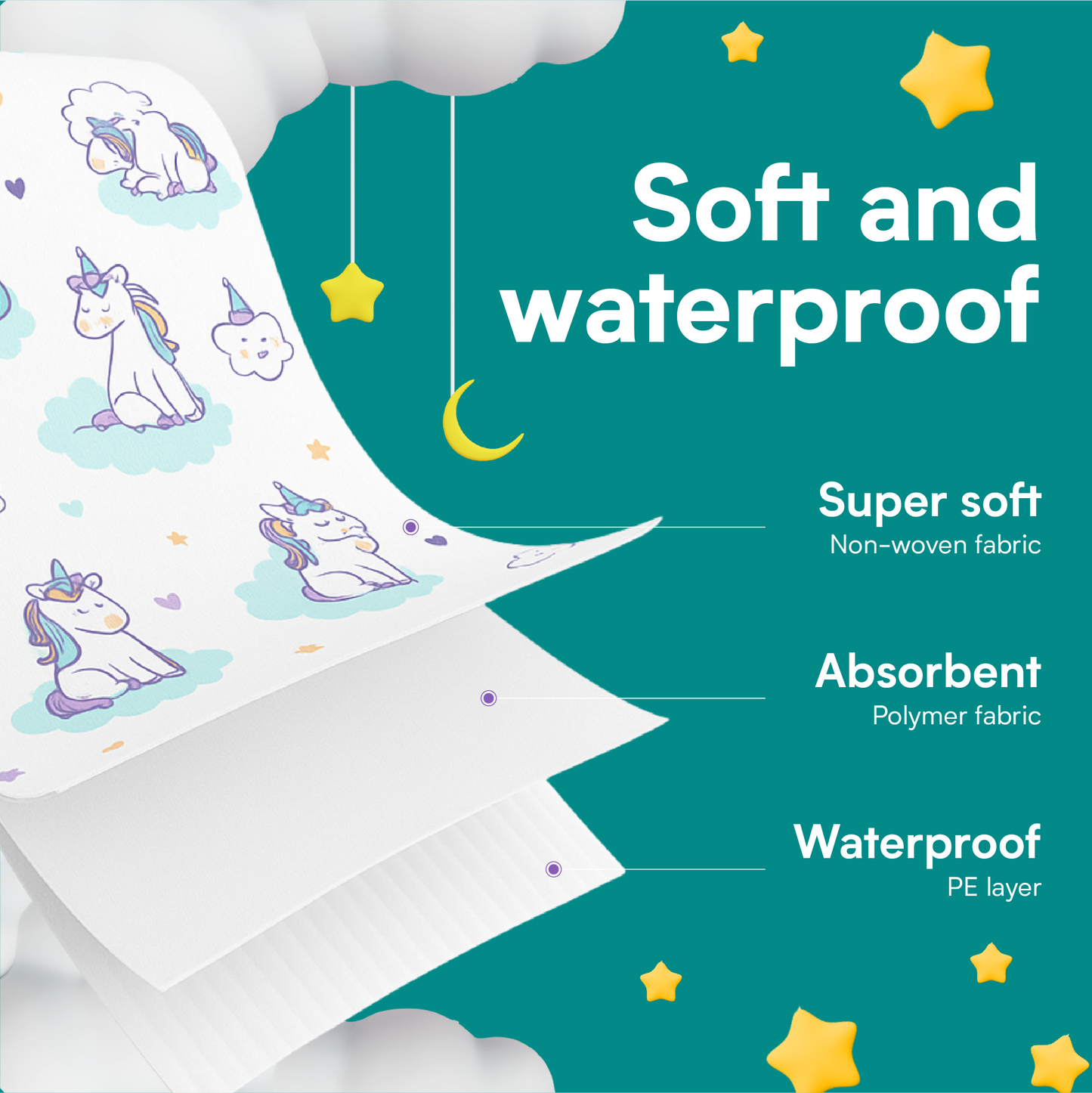 Disposable Sleeveless Baby Bib - Unicorn (60 Pack)