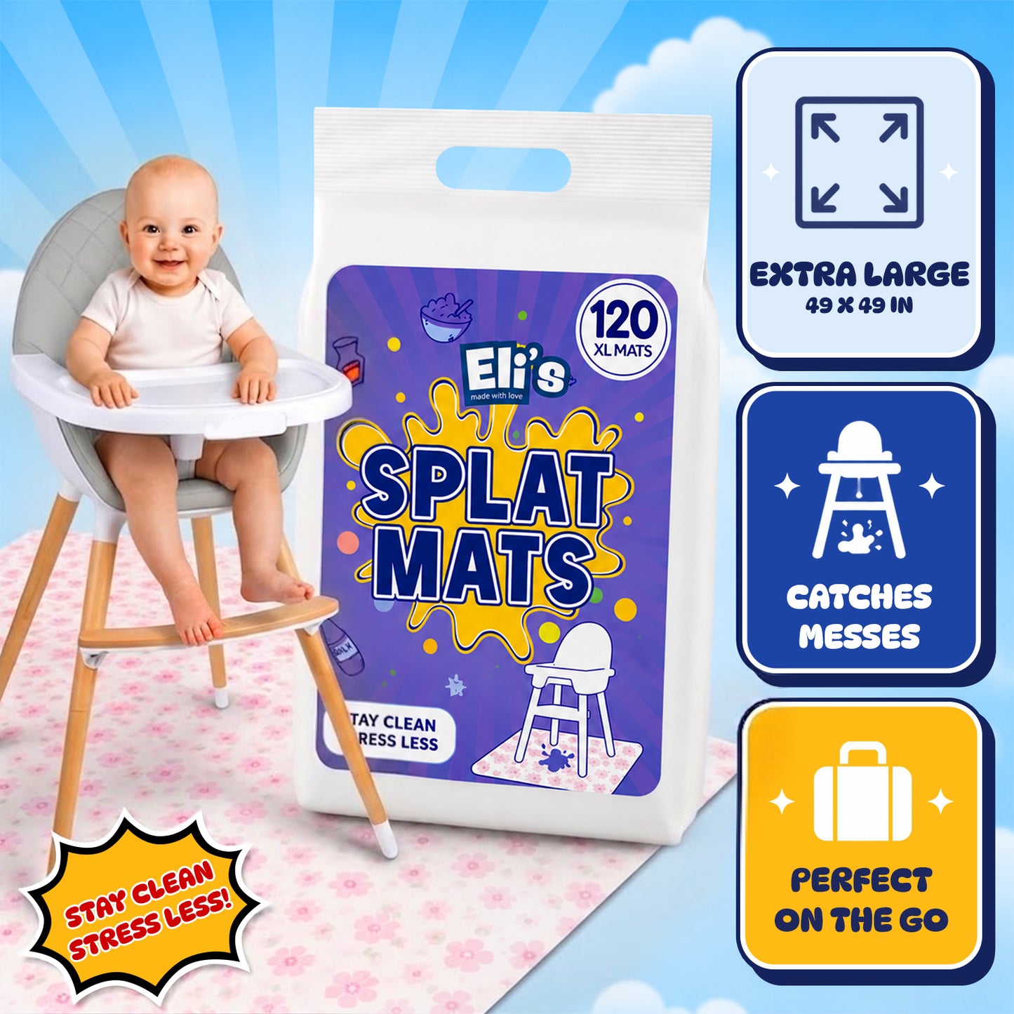Eli's Disposable Splat Mats - Floral (120 Pack)