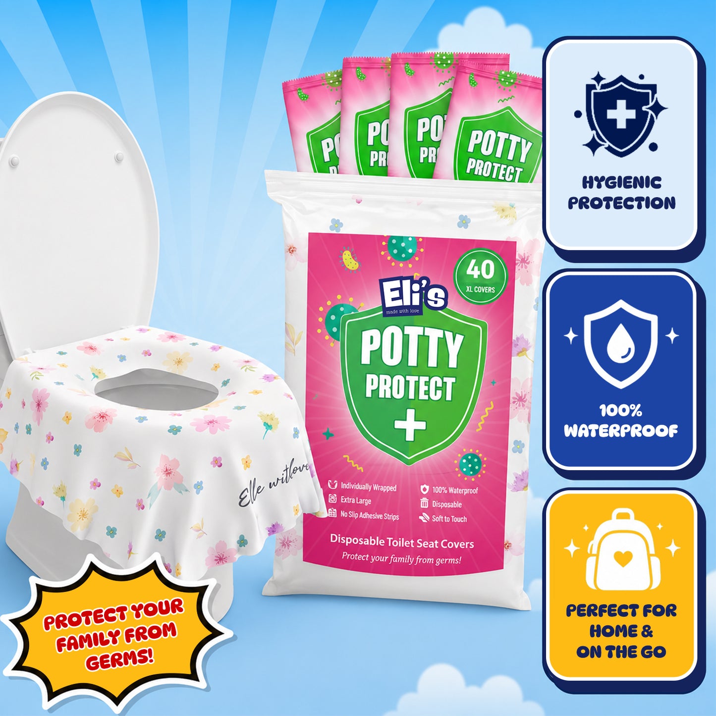 Disposable Toilet Seat Covers - Floral (40 Pack)