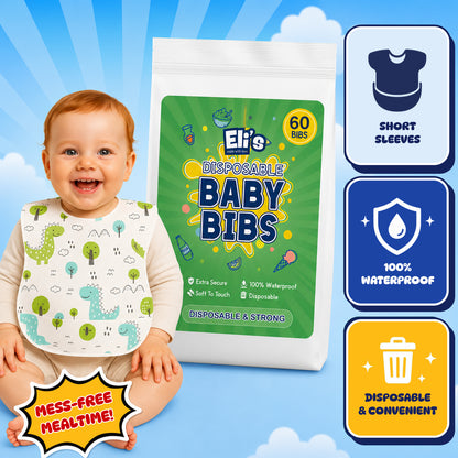 Disposable Sleeveless Baby Bib - Dino (60 Pack)