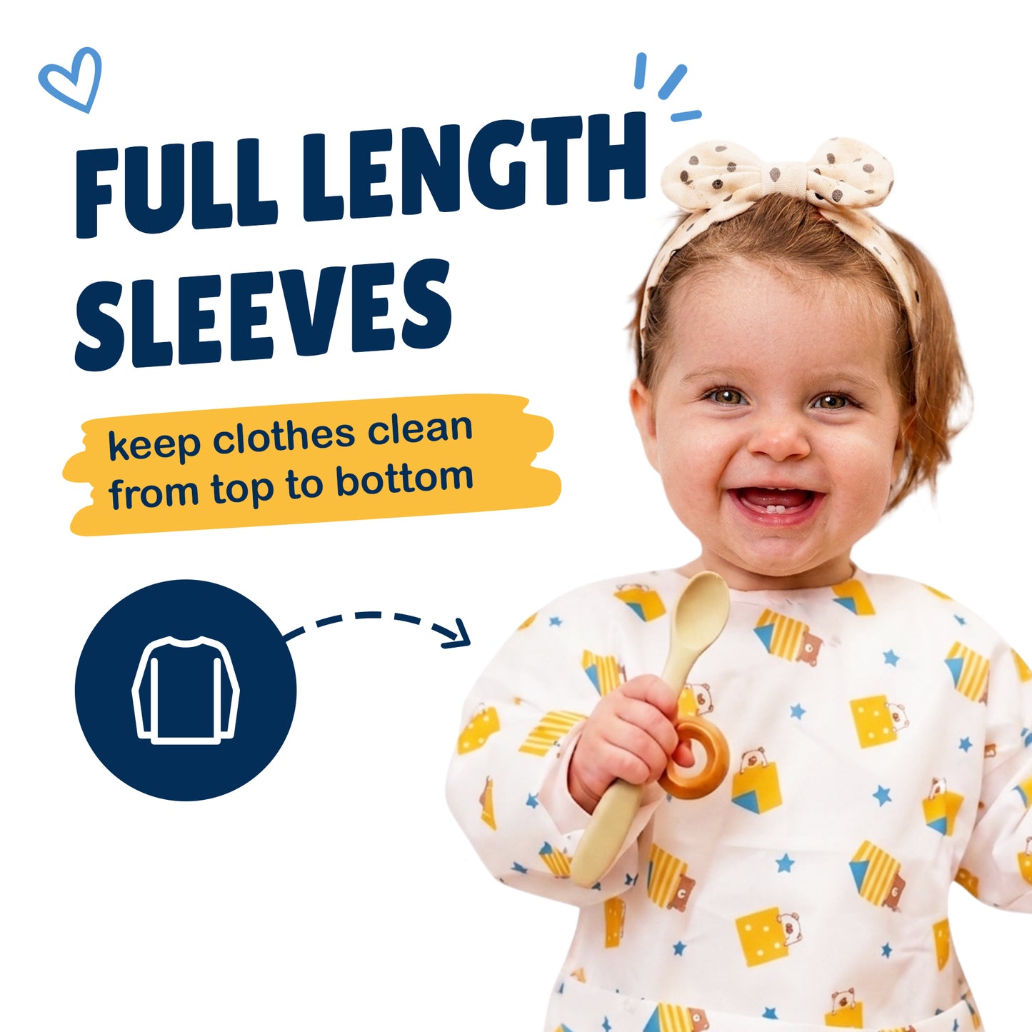 Disposable Long Sleeve Baby Bib - Sleepy Bear (40 Pack)