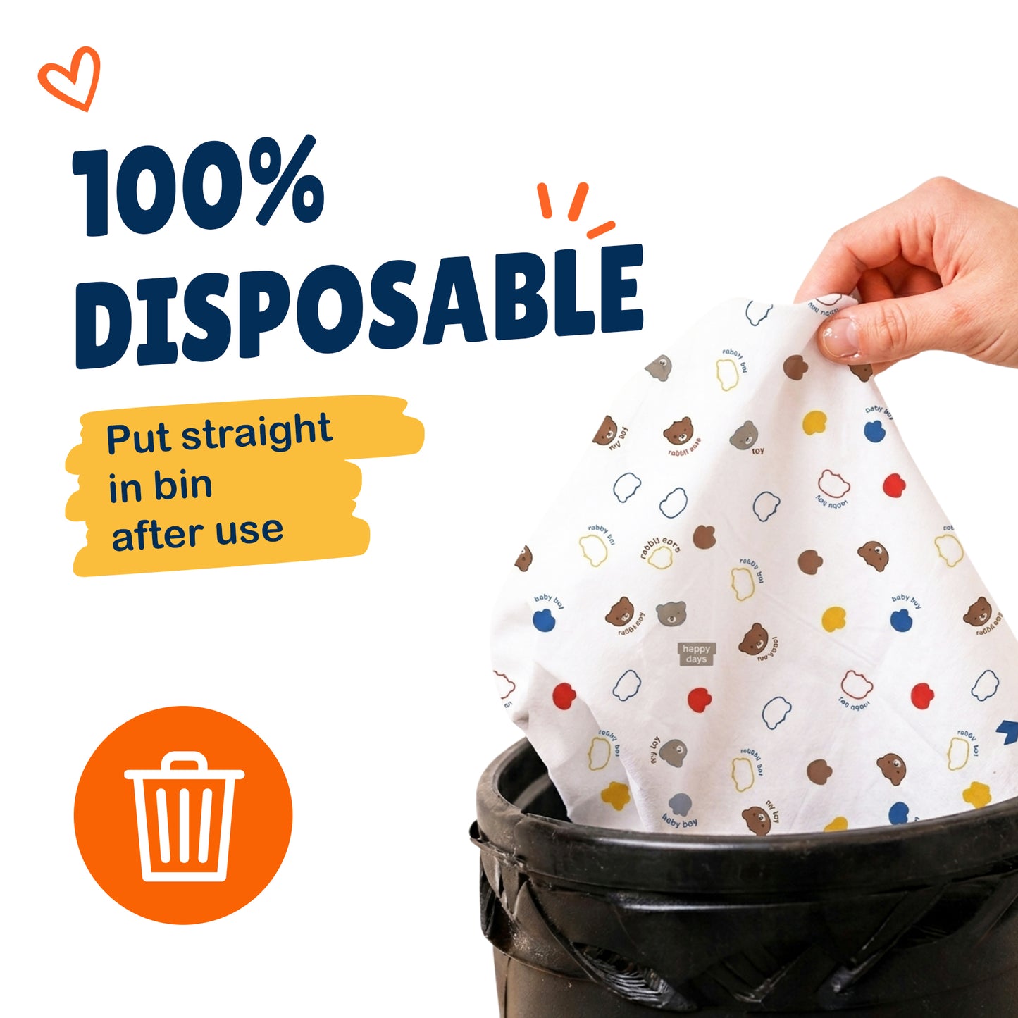 Disposable Long Sleeve Baby Bib - Happy Bear (40 Pack)