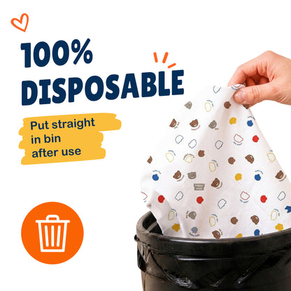 Disposable Long Sleeve Baby Bib - Happy Bear (20 Pack)